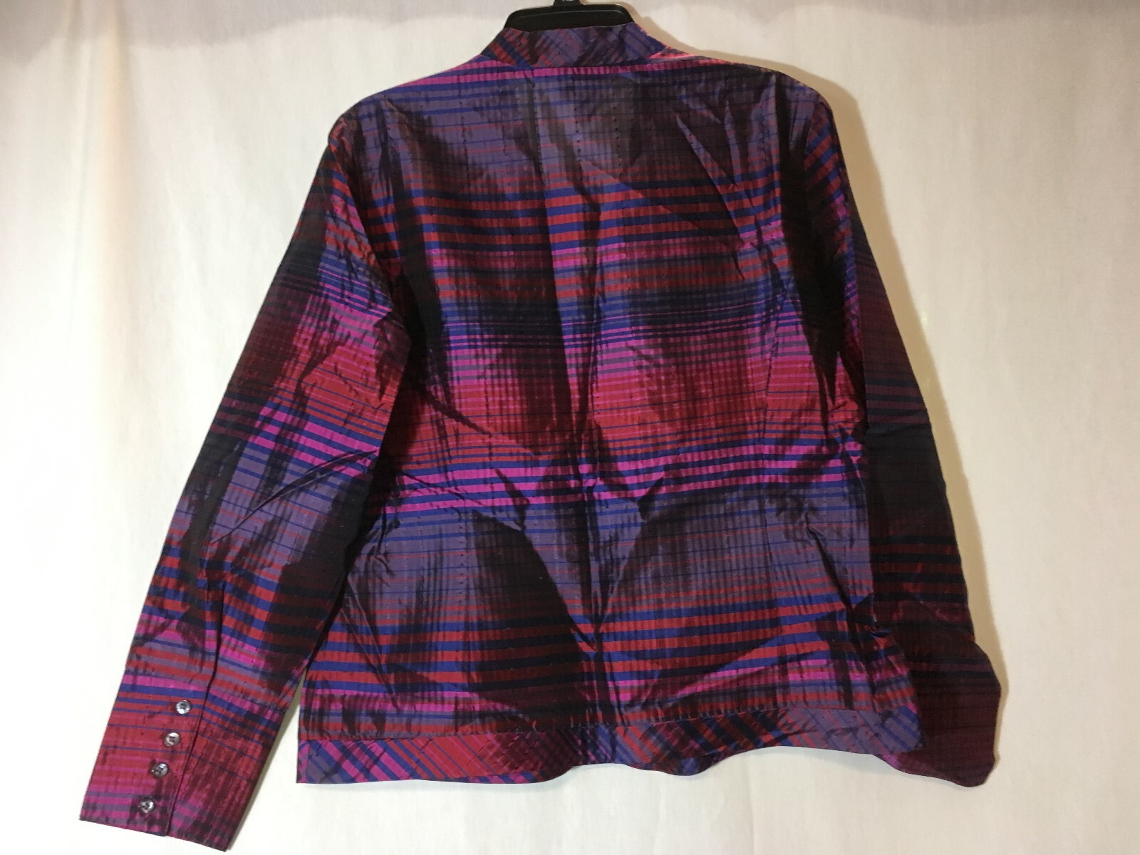 NEW COLDWATER CREEK WOMEN’S COLORFUL SIZE S M L XL 1X ZIP FRONT BIAS PLAID SHIRT