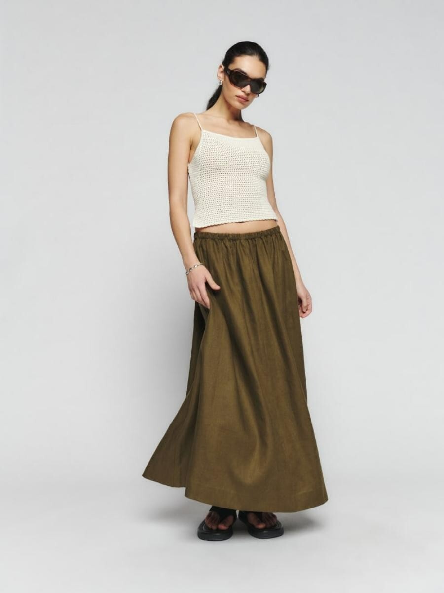 $98 Reformation Linda Cotton Open Back Tank | Fior Di Latte | XL