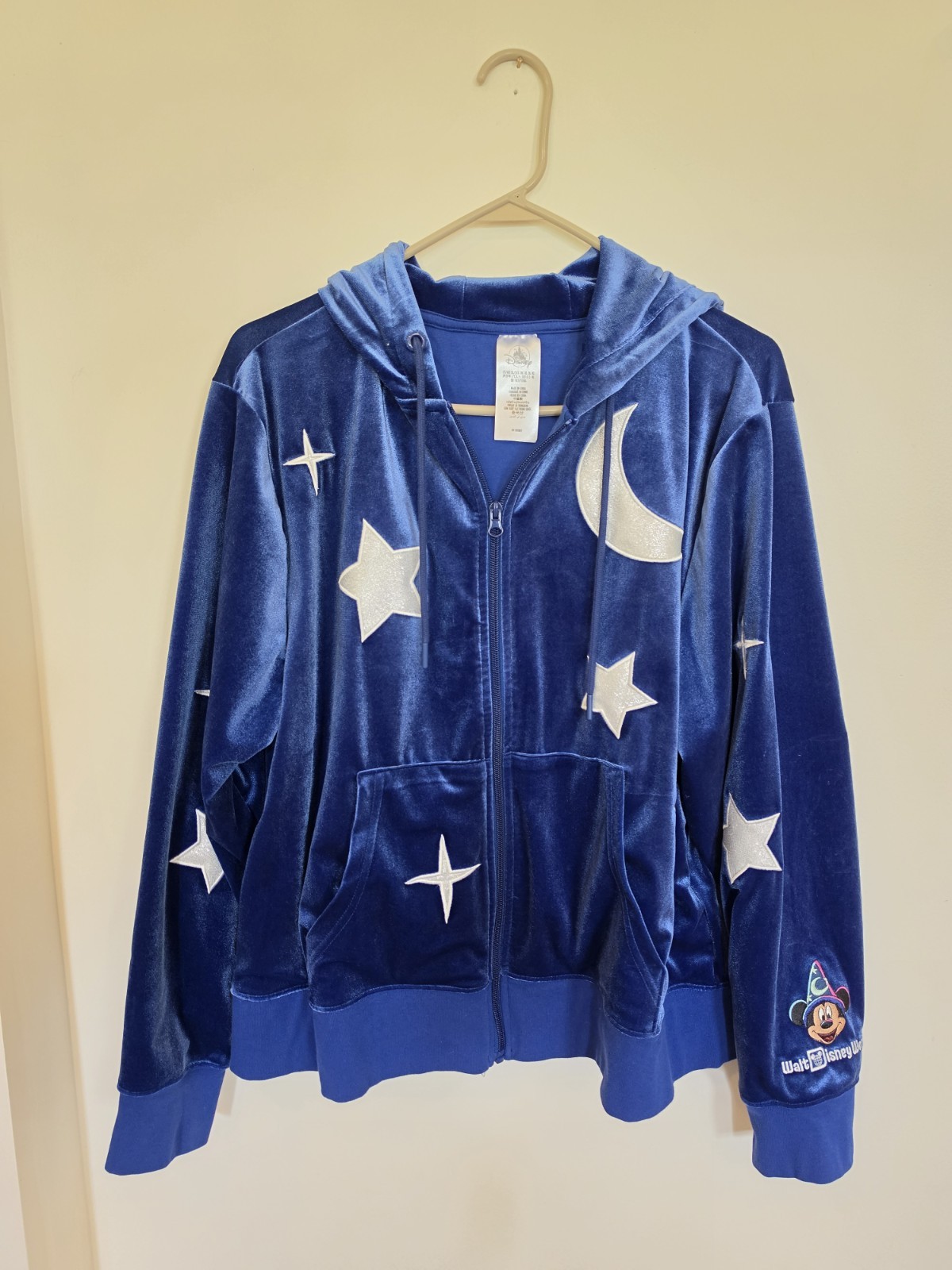 Sorcerer Mickey Velour Zip Hoodie XL Fantasia Disney Parks 2025 Moon Stars