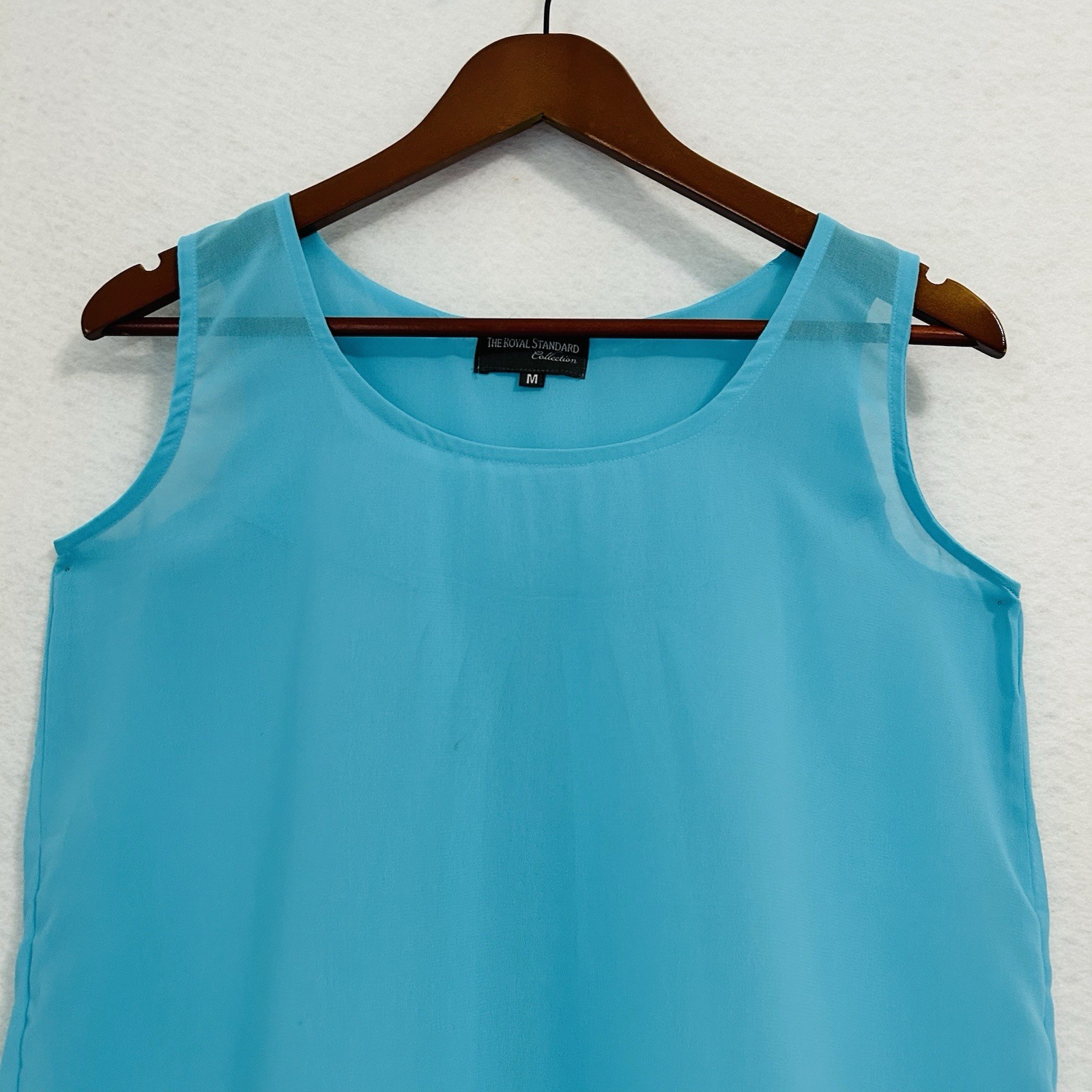 The Royal Standard Collection Blouse Women M Turquoise Tank Sheer Beach Festival
