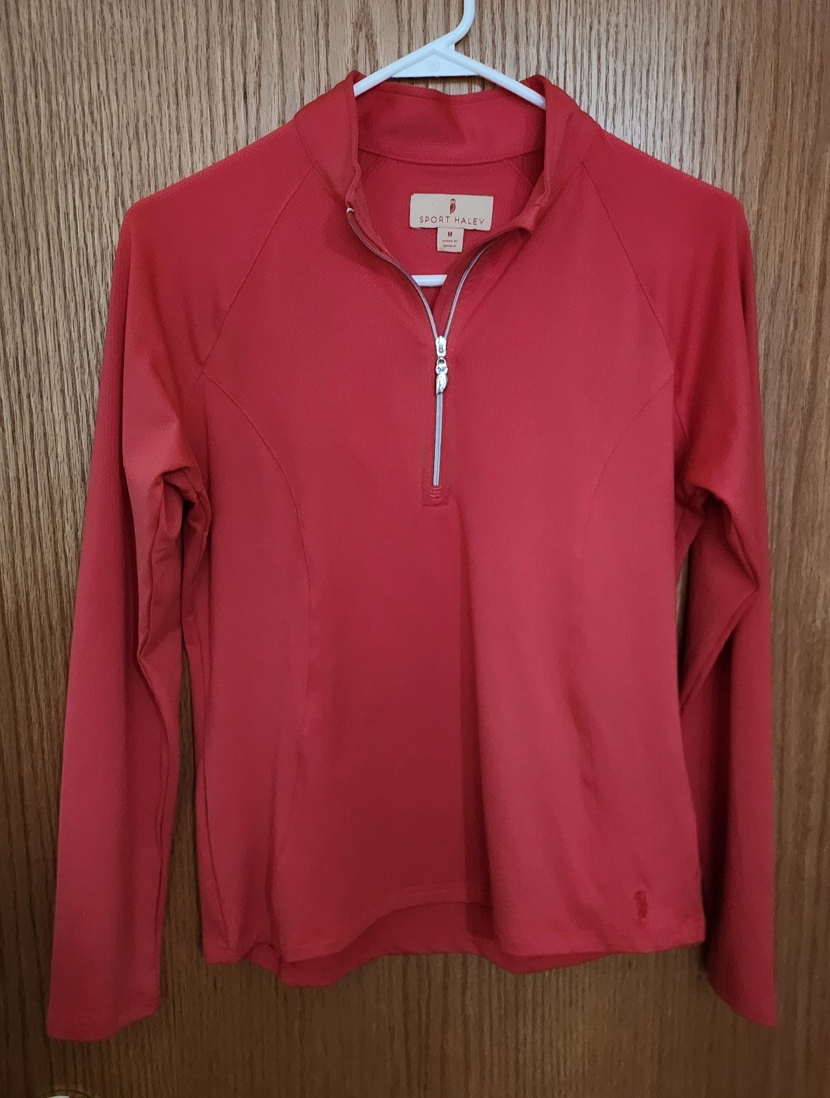 Sport Haley Womens 1/4 Zip Performance Top Orange Colored Long Sleeve Medium