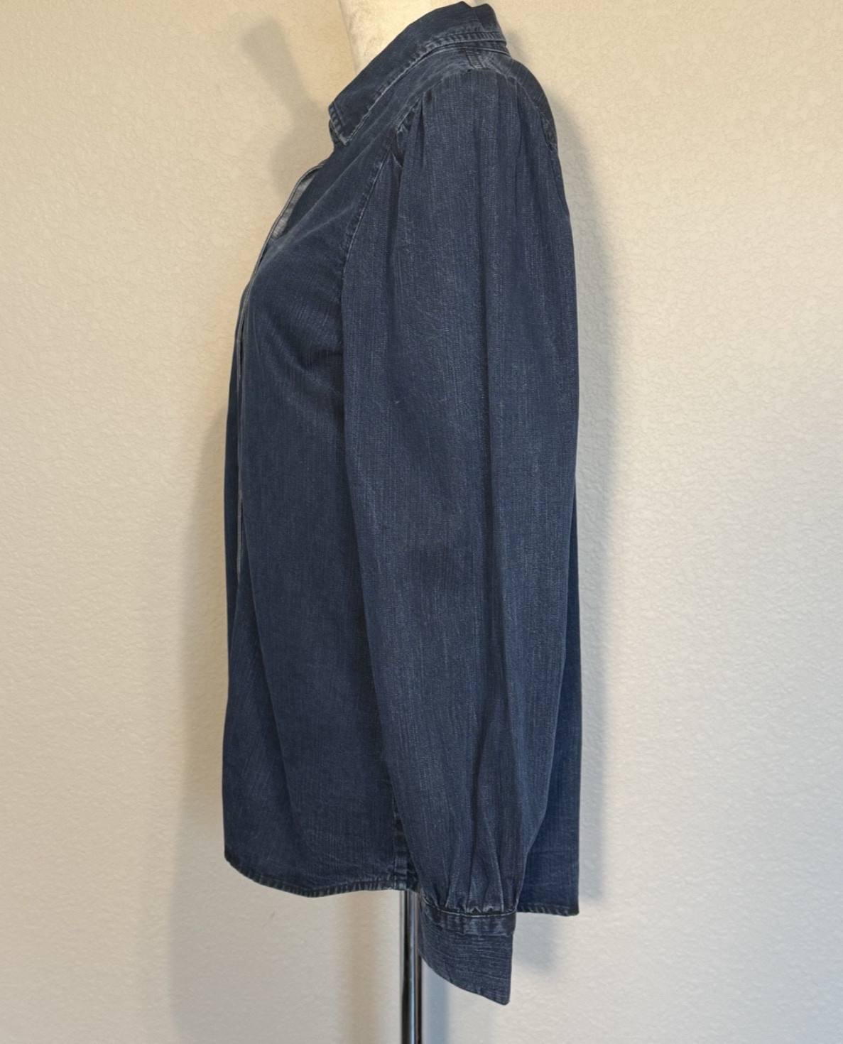 Rails Small Women’s Dark Denim Wash 100% Lyocell Angelica Puff Sleeve Blouse