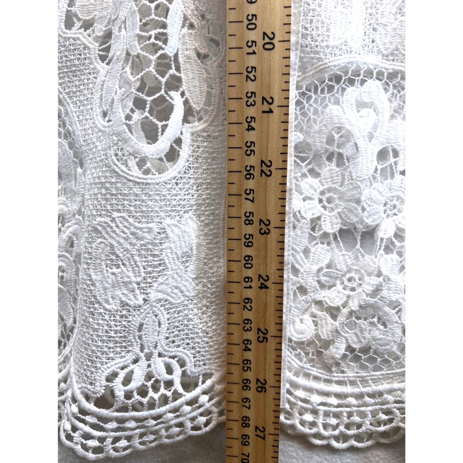 Vipavadee Womens White Floral Lace Button Down Shirt Scalloped Hem Large