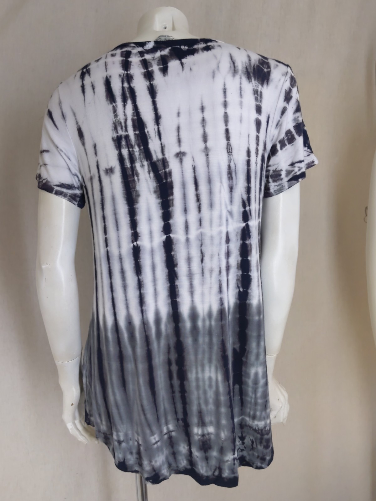 TRYST L Top Shirt Tie Dye V Neck Jersey Knit Casual High Low Rayon