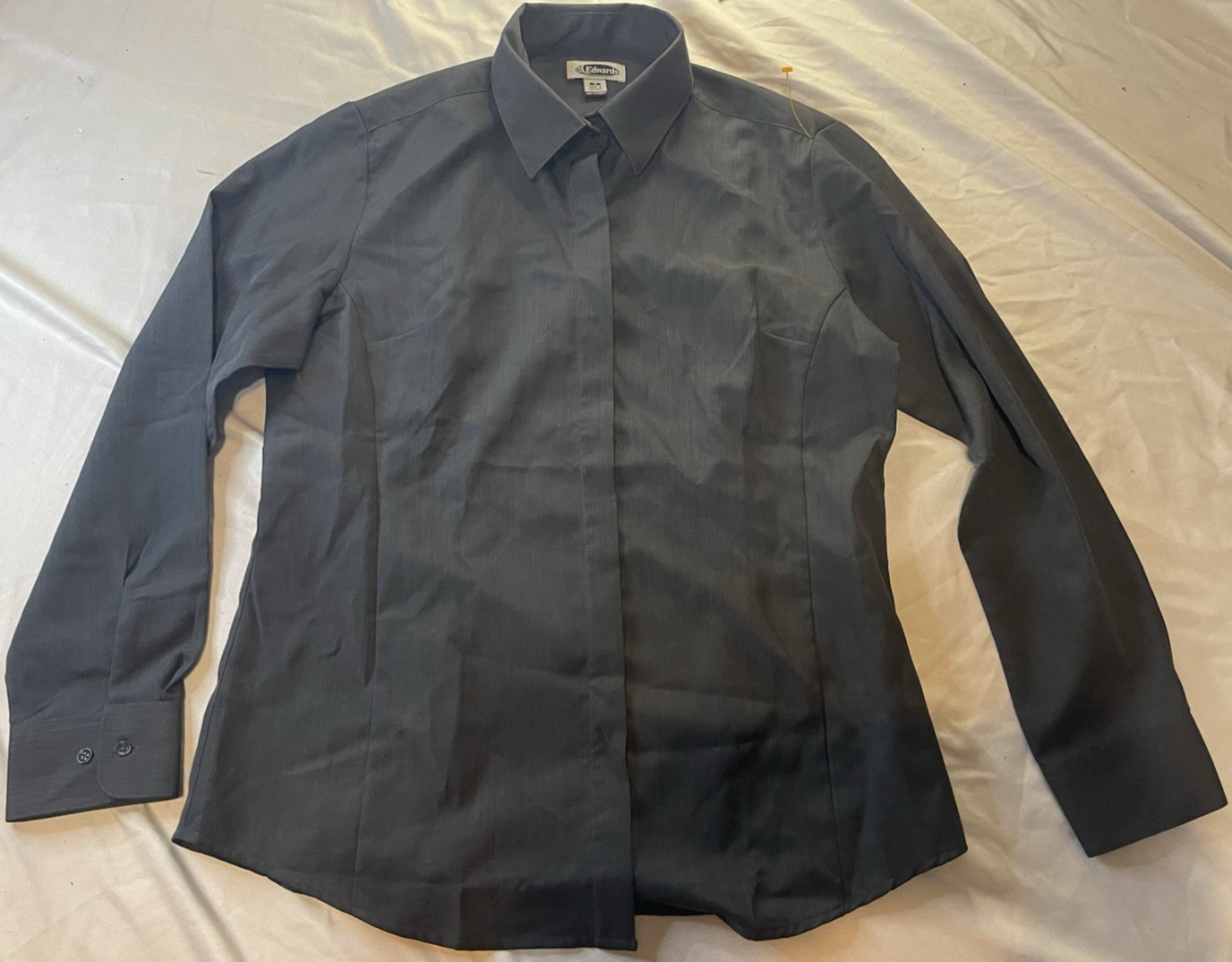 Edwards Shirt Womens Size Gray Long Sleeve Button Up Collared Top Office Medium