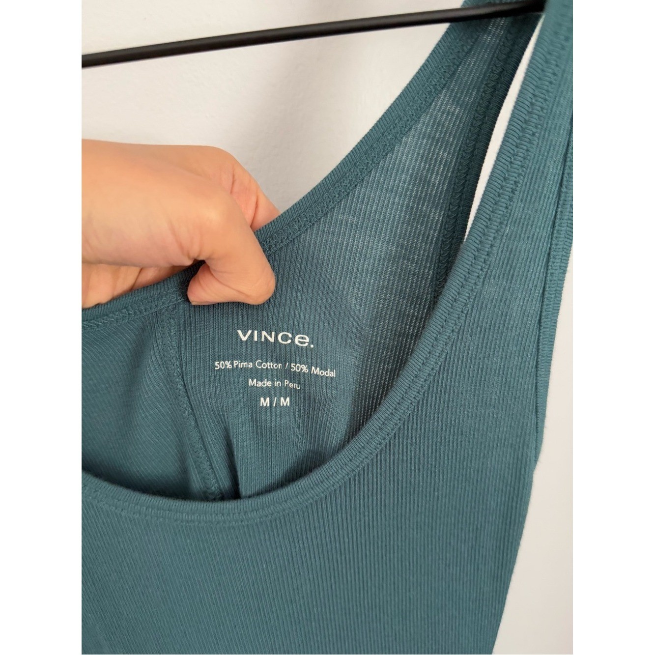 Vince Medium Pima Cotton Modal Tank Teal Blue Fitted Lounge Comfy