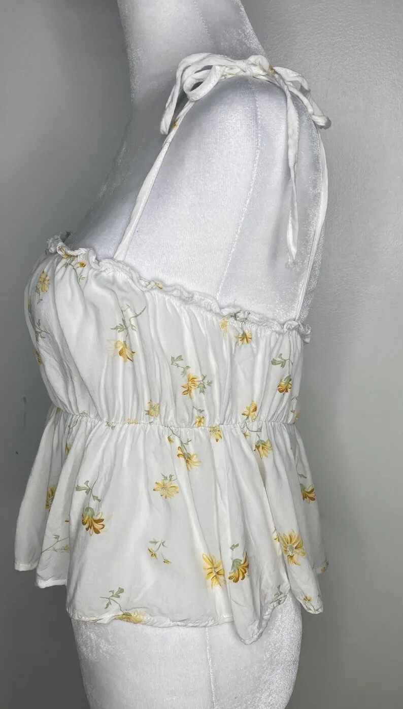 Lottie Moss M Yellow Floral Spaghetti Strap Crop Top