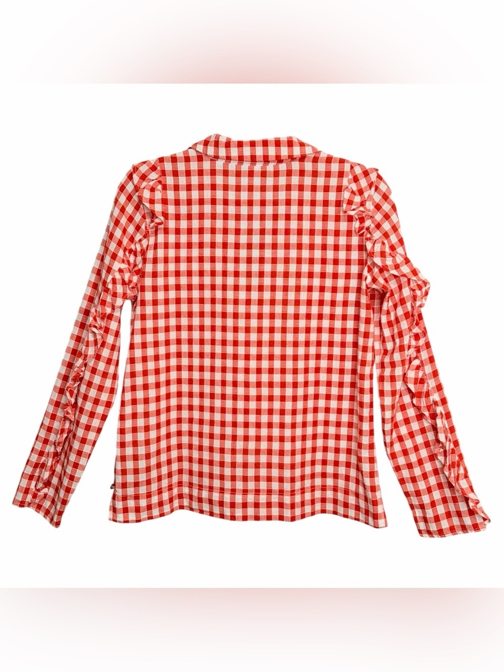NWOT SCOTCH & SODA Journee Au Soleil Gingham Ruffle Quarter-Zip Top, Small