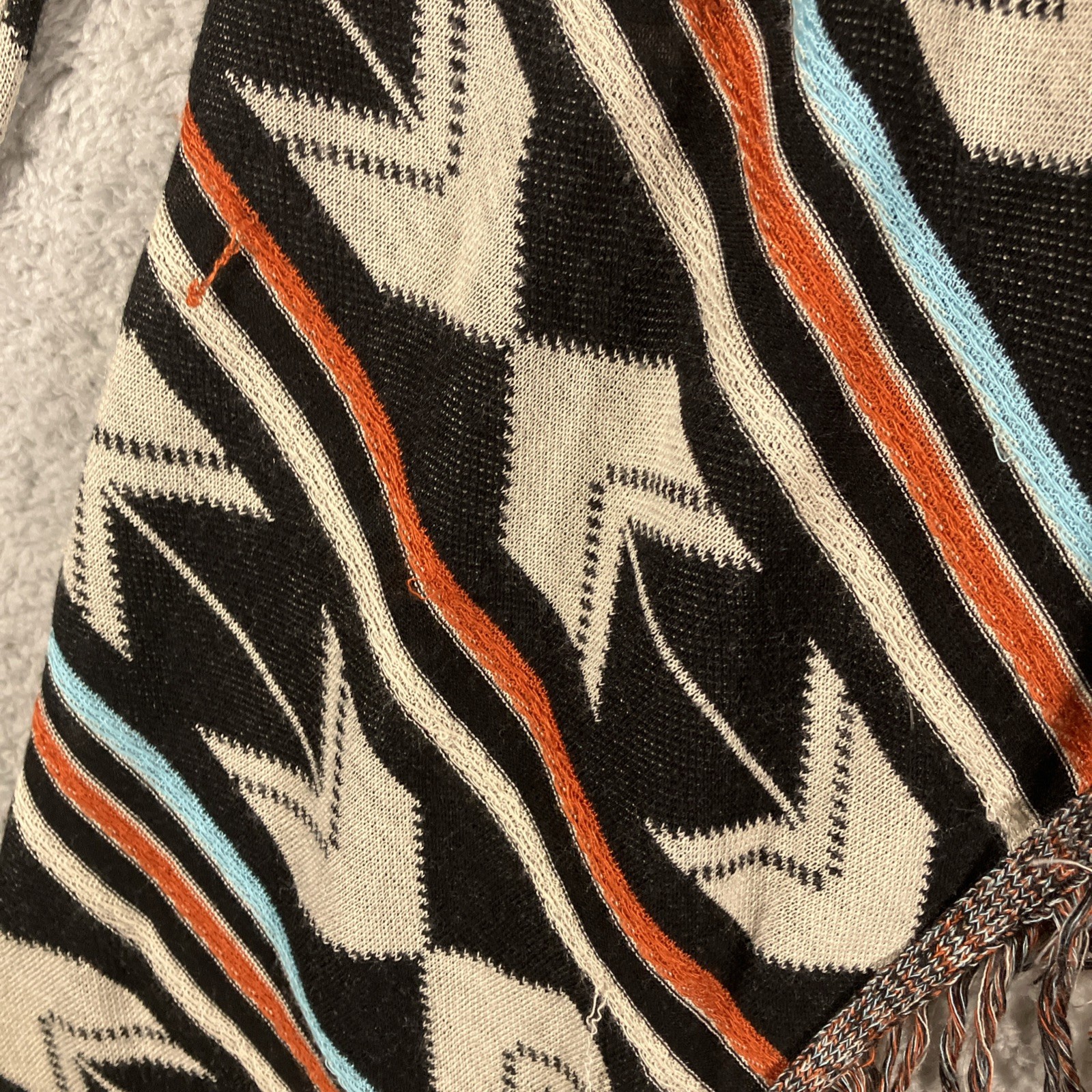 Say What Aztec Fringe Open Tunic Womens Large Bohemian Tribal Outdoors Cabincore