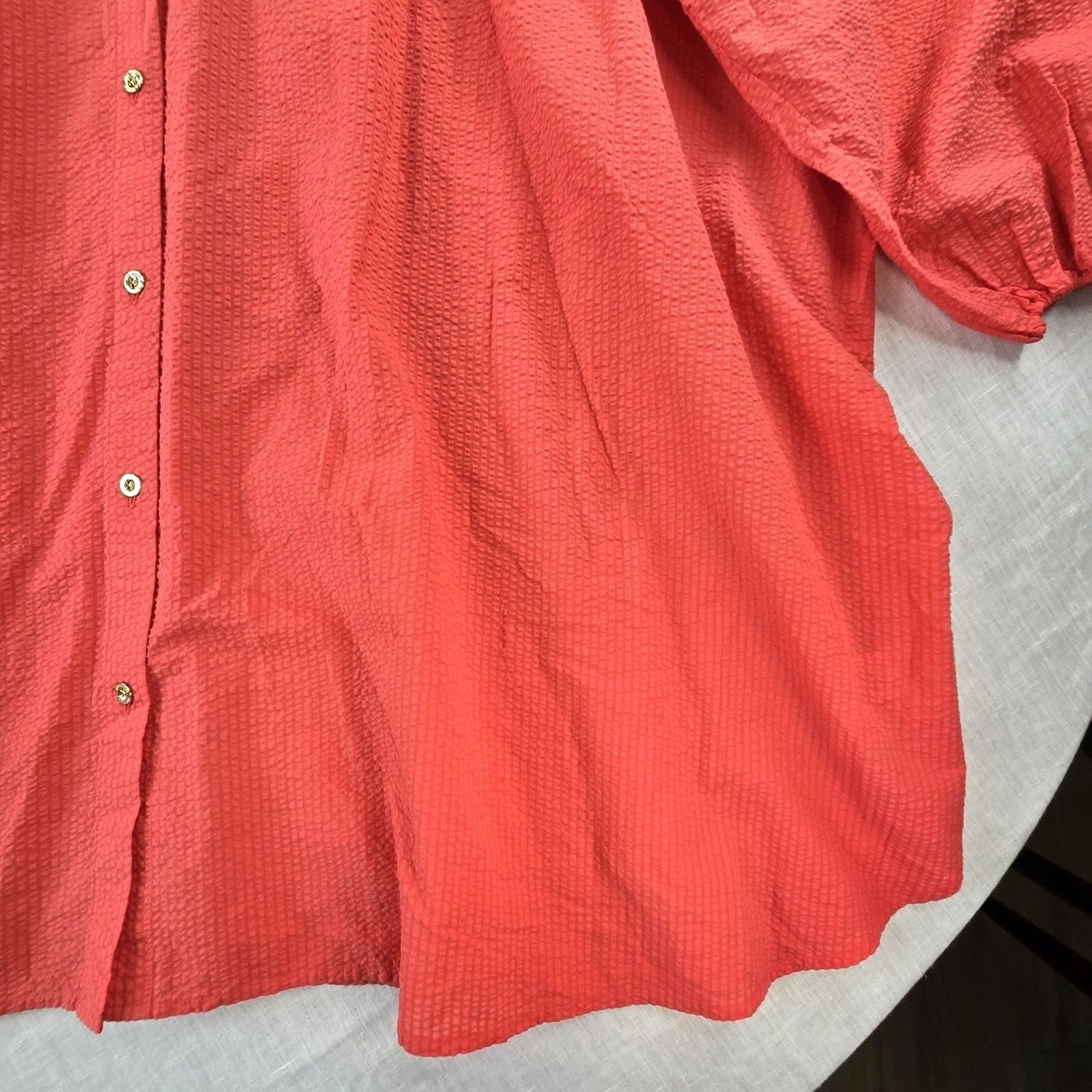 Lilly Pulitzer NWT Red Seersucker Puff Sleeve Cover Up Tunic Dress Size M