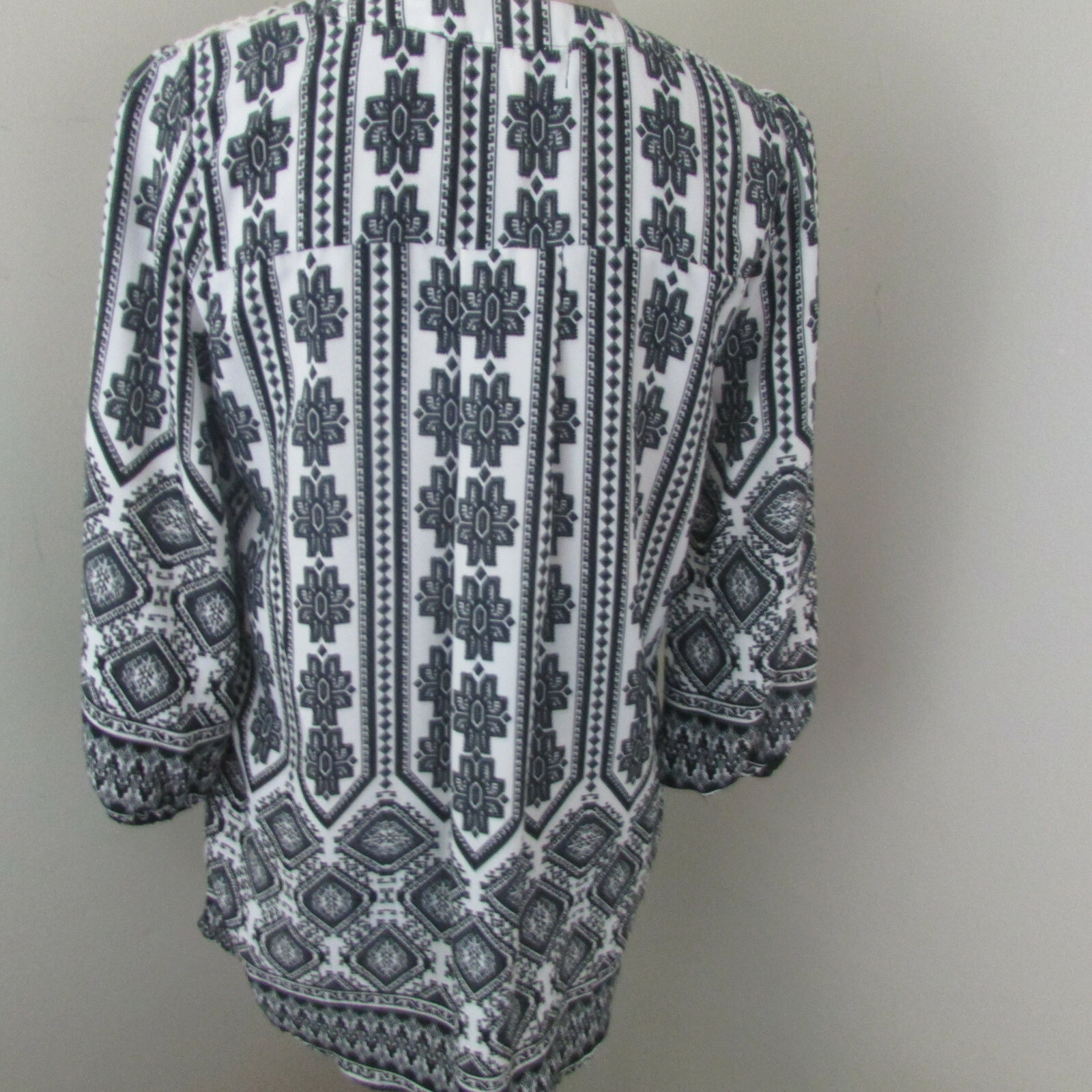 Fab’rik Womens Blouse Medium Black White Boho