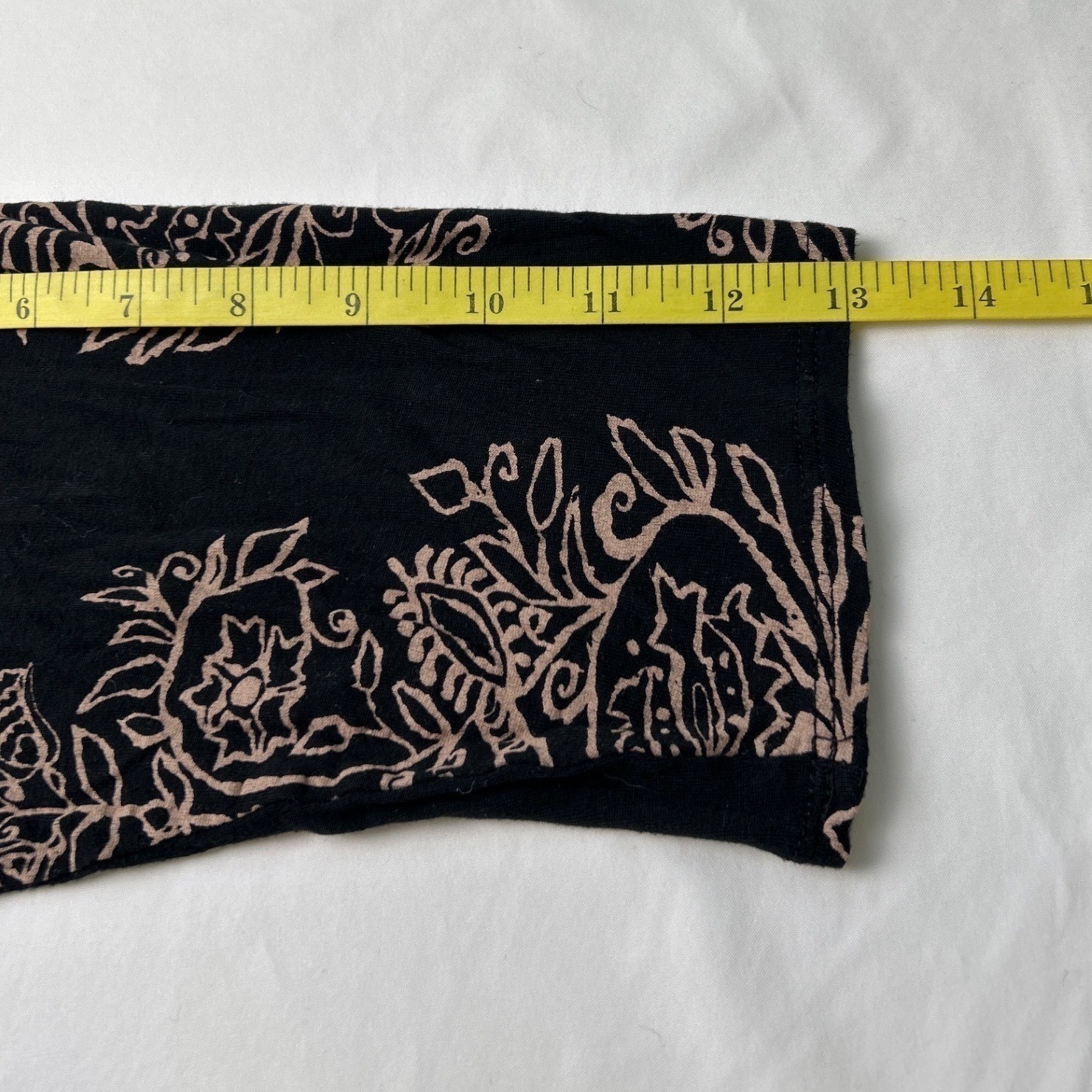 Lucky Brand Womens 3/4 Sleeve Top Black Tan Floral Size 1X Boho Cottagecore