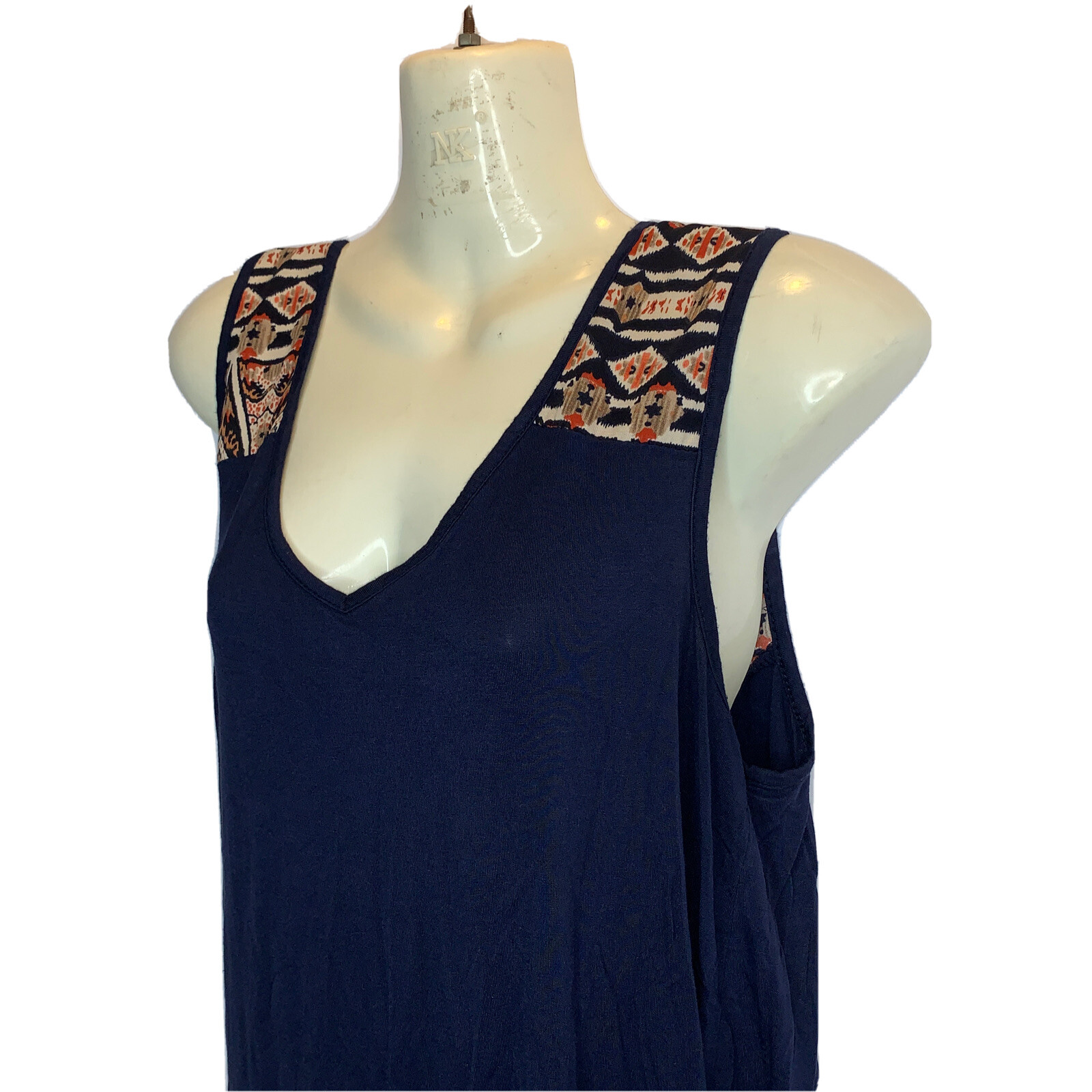 Casual Couture by Green Envelope Women’s Blouse Sleeveless Size Medium Navy Blue