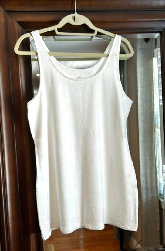 J JILL Womens XL White Long Perfect Stretch Tank Top New with Tags X-Large