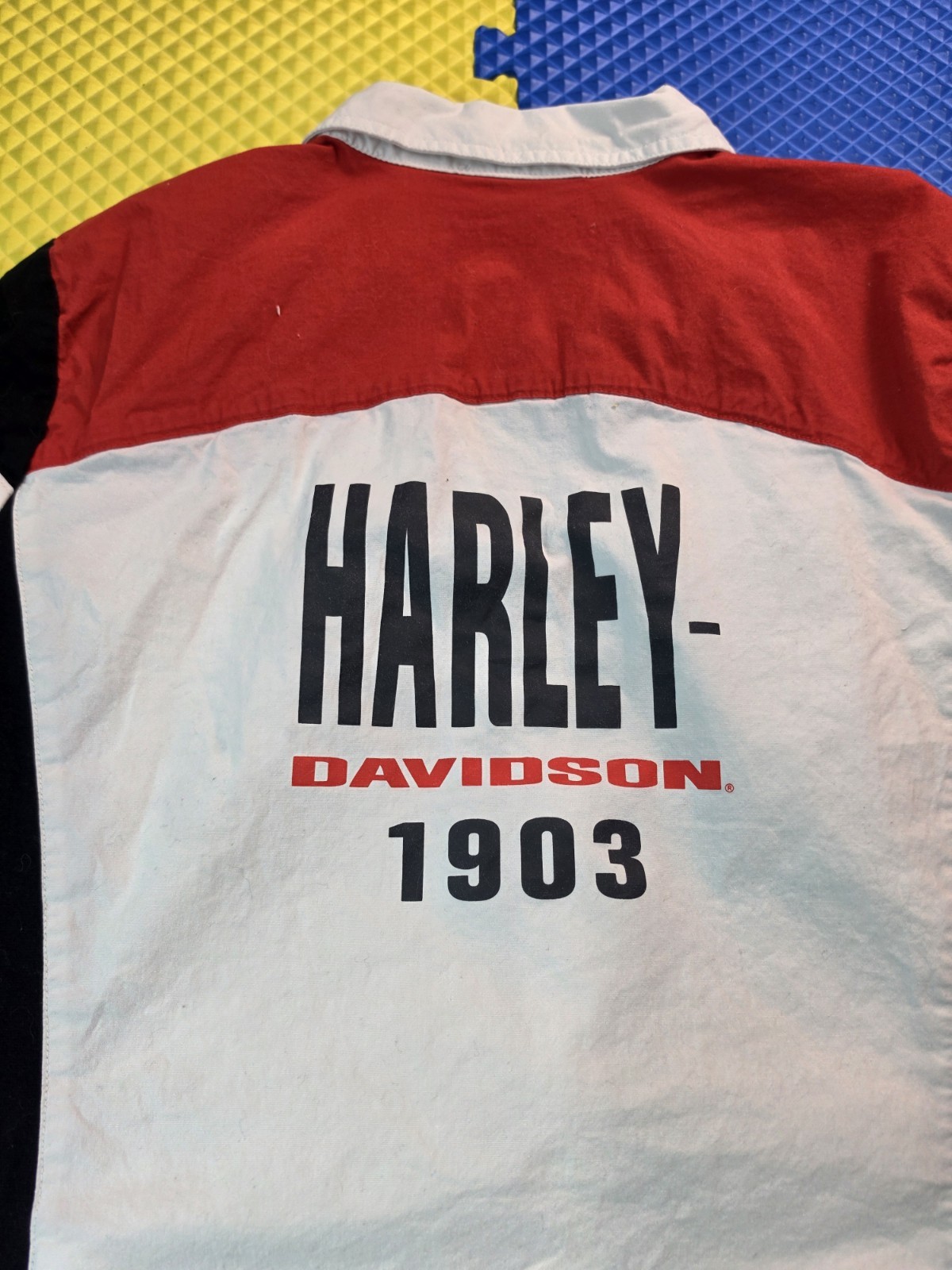 Harley Davidson Logo Embroidered Zip Shirt Womens Size Large L