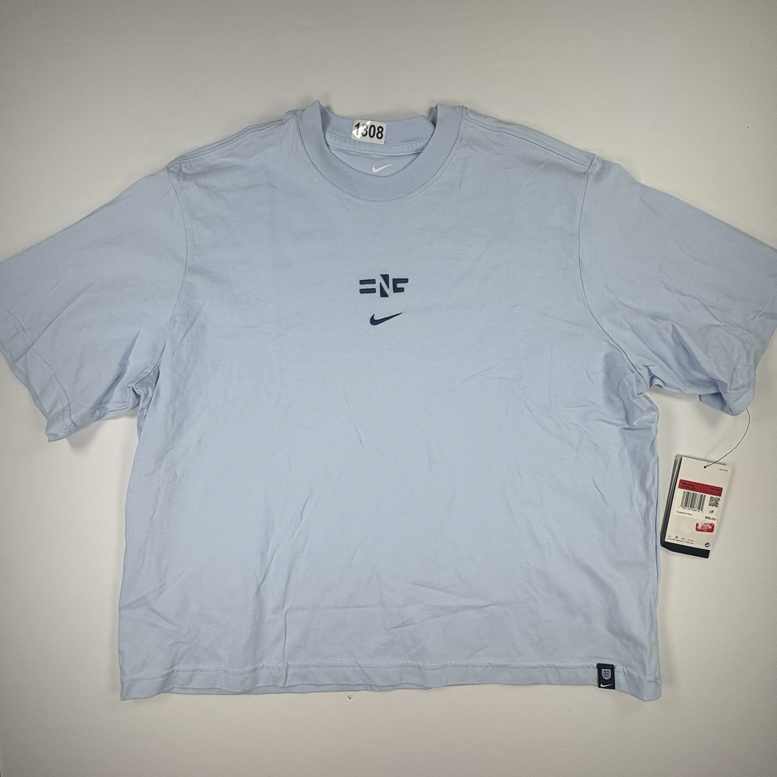 Nike Shirt Womens Large Blue England Soccer Loose Short Sleeve Embroidered Tee