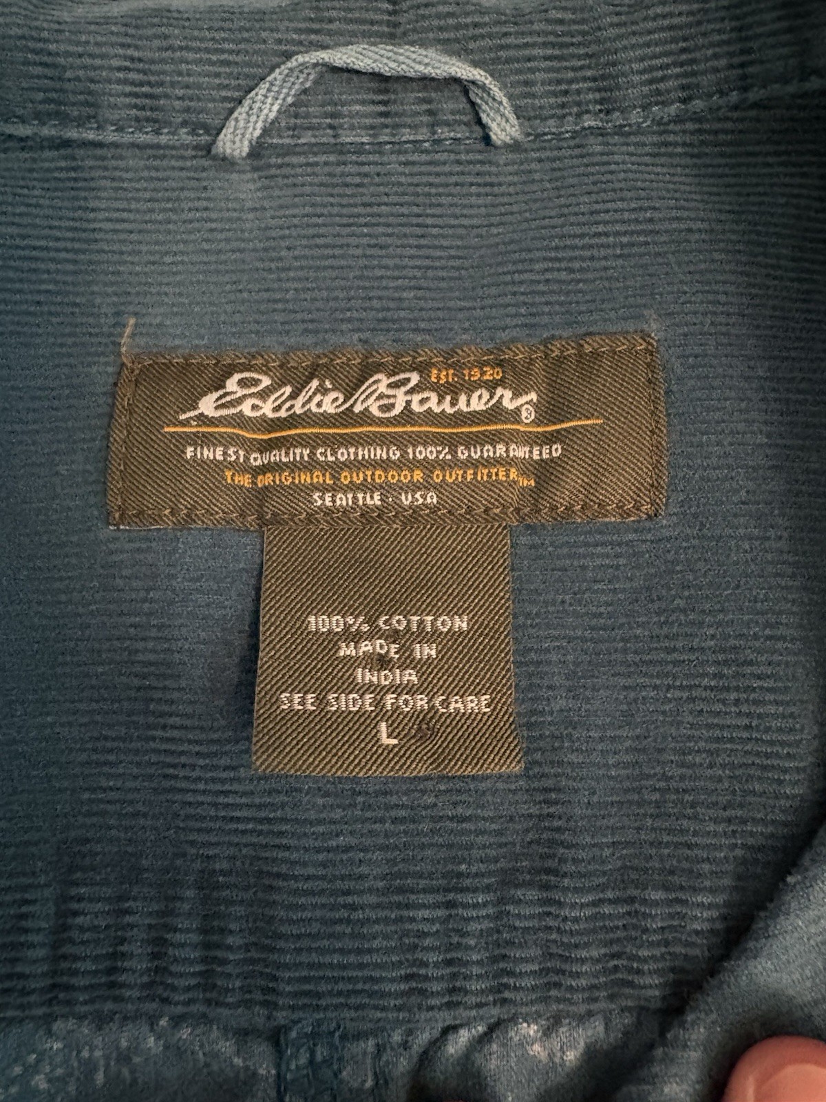 Eddie Bauer Women’s Blue Paisley Print Corduroy Long Sleeve Button-Down Shirt, L