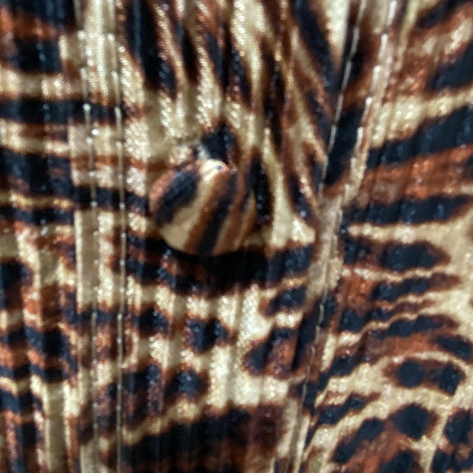 Inner Circle Leopard Print Top Woman’s 1x, 3x Button Up Accordion Pleated Brown