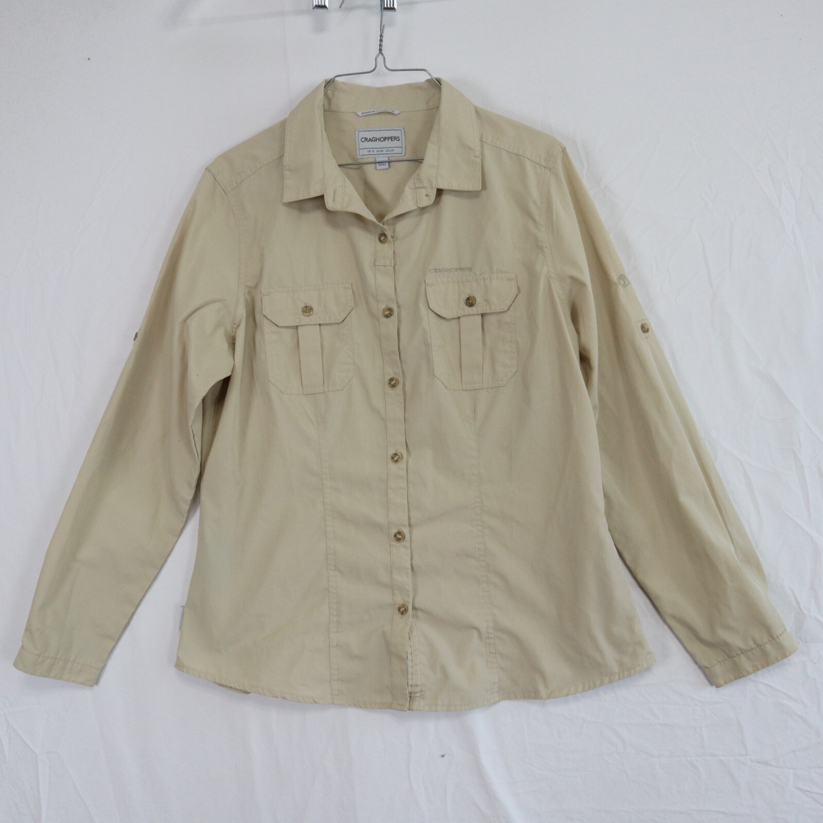 Craghoppers Shirt Top Womens Large 10 Outdoor Flap Pocket Button Up Long Sleeve