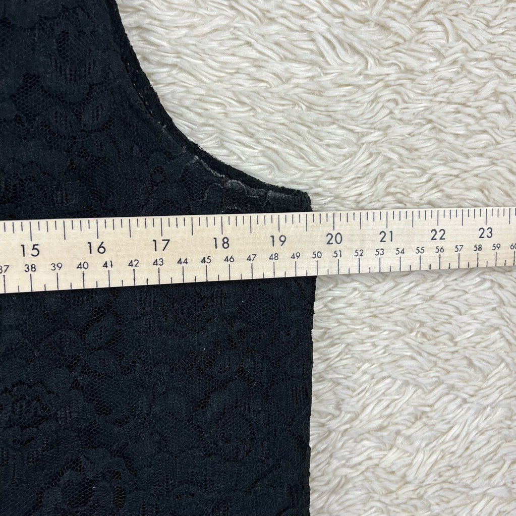 Diversity Blouse Tank Top Womens 14 Black Floral Lace Scoop Neck Lined Pullover