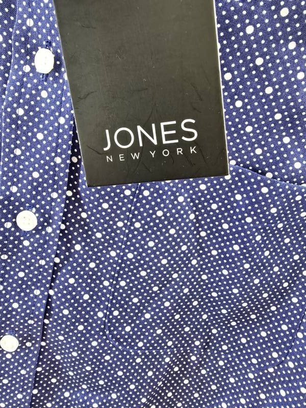 Jones New York Easy Care Button Up Long Sleeve Blouse Women’s XL Blue/White