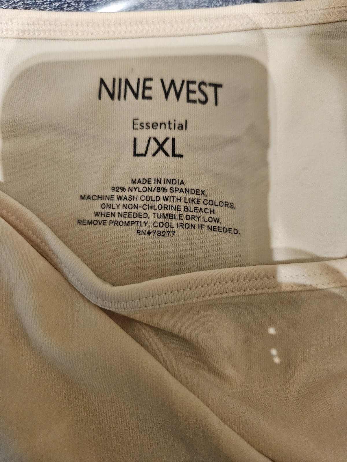 T112) Nine West Beige Knit Round Neck Stretch Tank Top Women’s Size L/XL