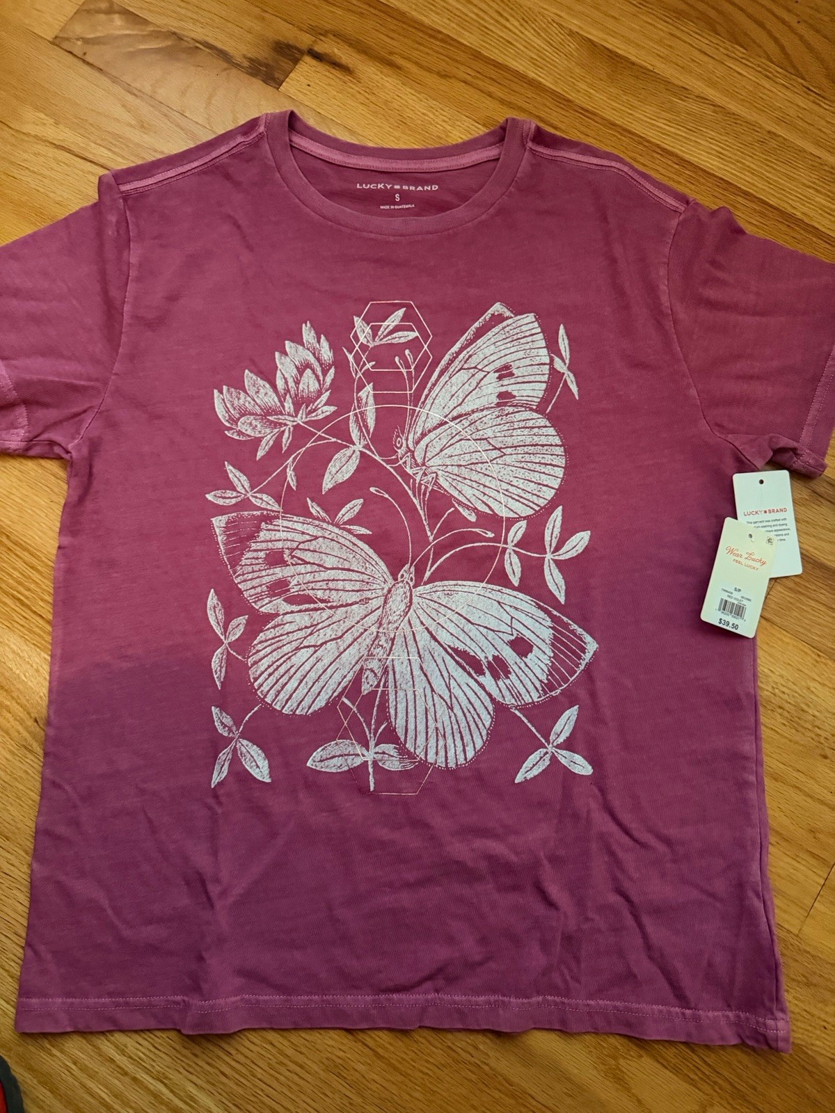 Lucky Brand Women’s Butterfly Garden Boyfriend T-Shirt Size S
