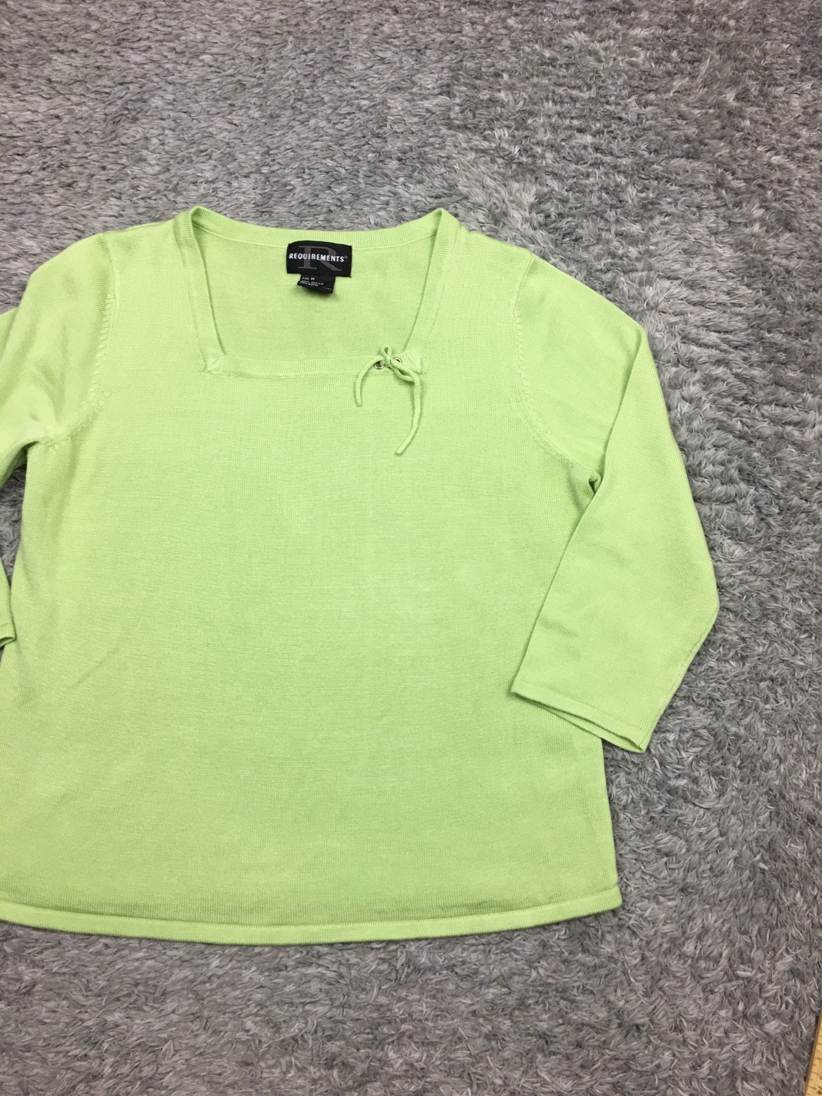 Requirements Square Neck Shirt Womens Size Medium Green 3/4 Sleeve
