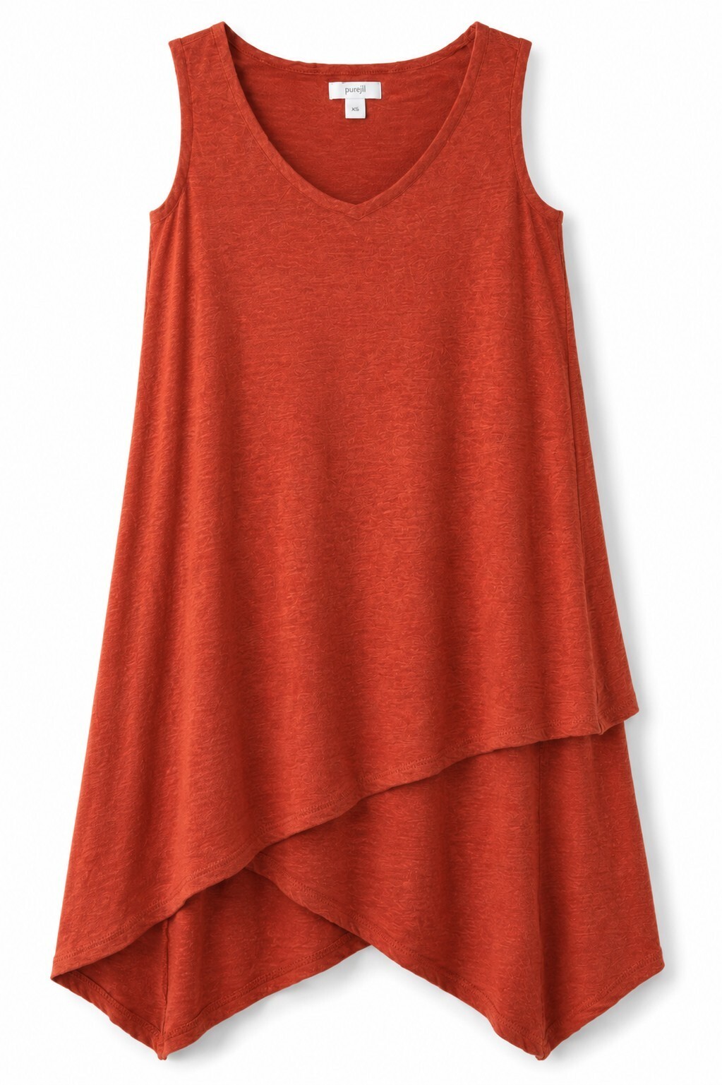 Pure Jill J Jill Linen Blend Lagenlook Layered Asymmetrical Tunic Tank XS