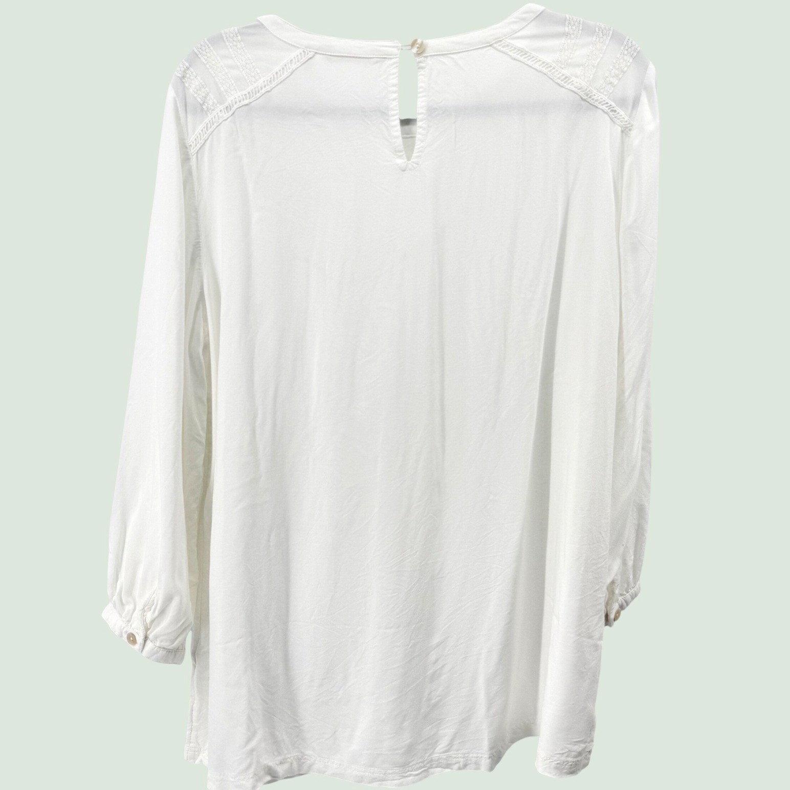Soft Surroundings Blouse Womens XL White Crochet Lace Peasant Top Cottagecore