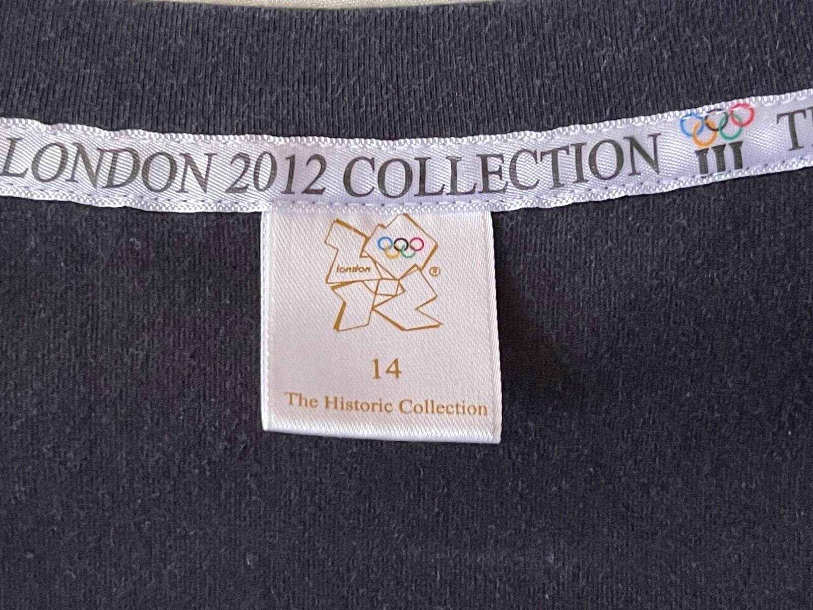 LONDON 2012 OLYMPIC MUSEUM HISTORIC COLLECTION BLACK TEE, WOMEN’S M 14 34″ CHEST