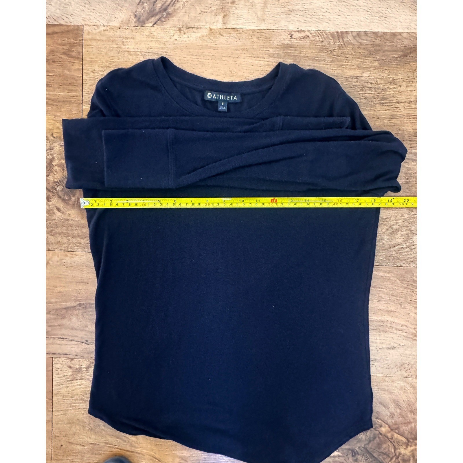 Athleta Signature Rib Long Sleeve Top Black Modal Spandex Small RN 54023