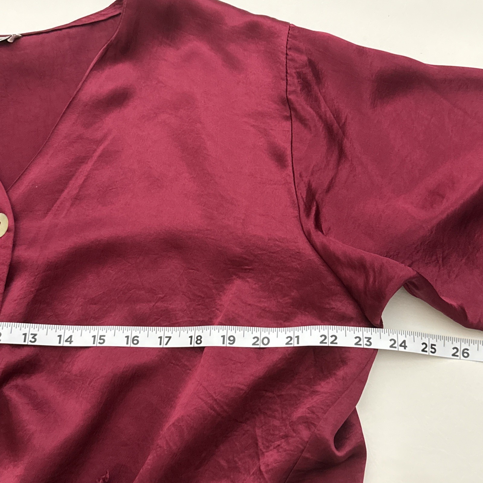 Vintage Diana Marco Blouse Women Size 14 Satin Burgundy Party 90s USA