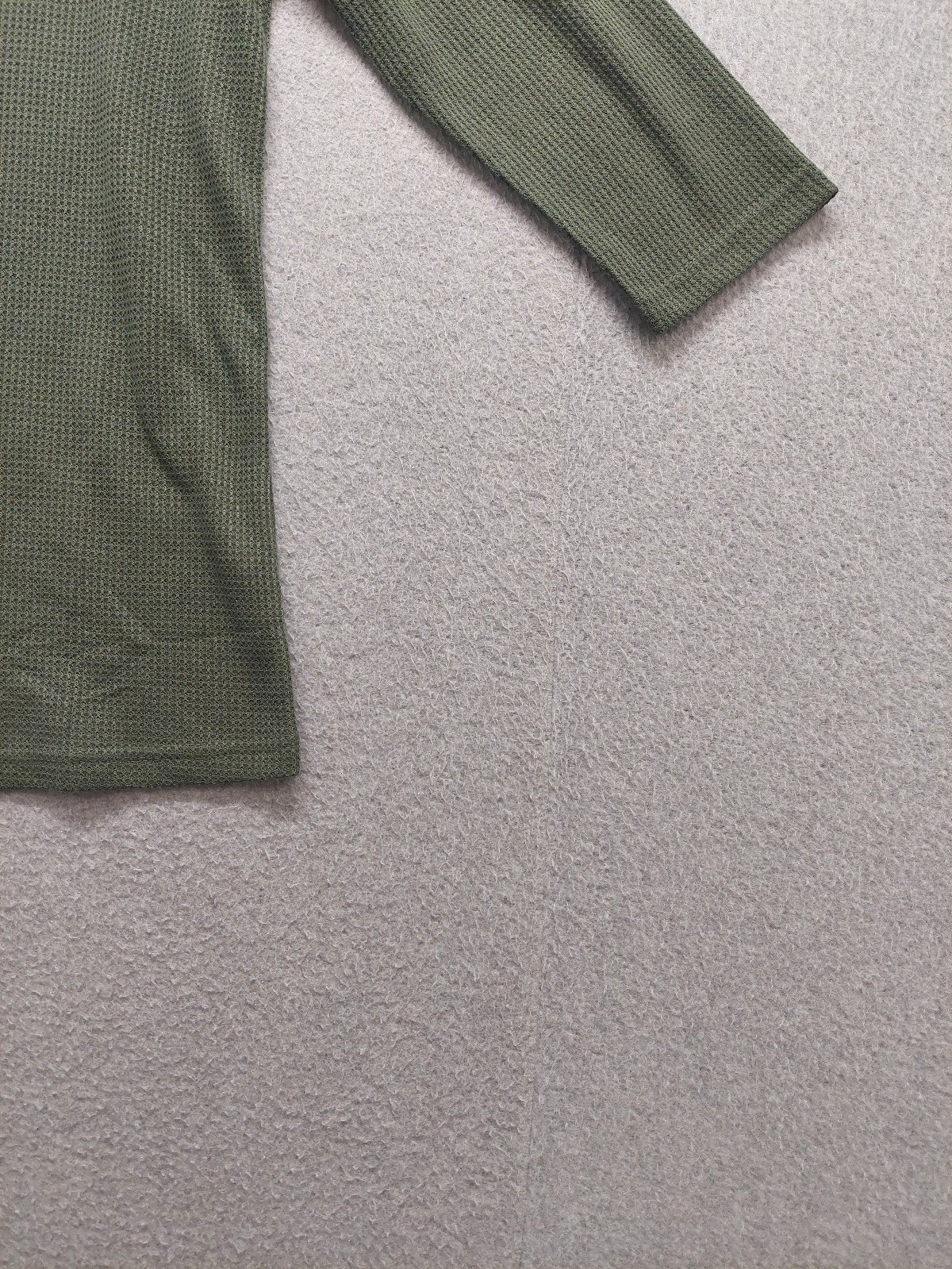 Ofeefan Women Top M Olive Green Crew Neck Pullover 3/4 Sleeve Stretch Casual
