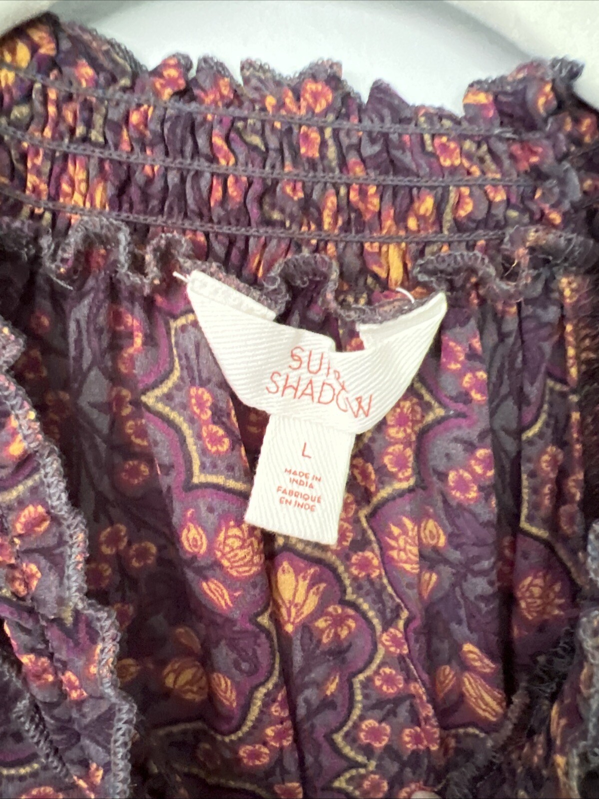 Sun Shadow Floral High Neck Fall Romantic Witchy Whimsigoth Victorian Top L