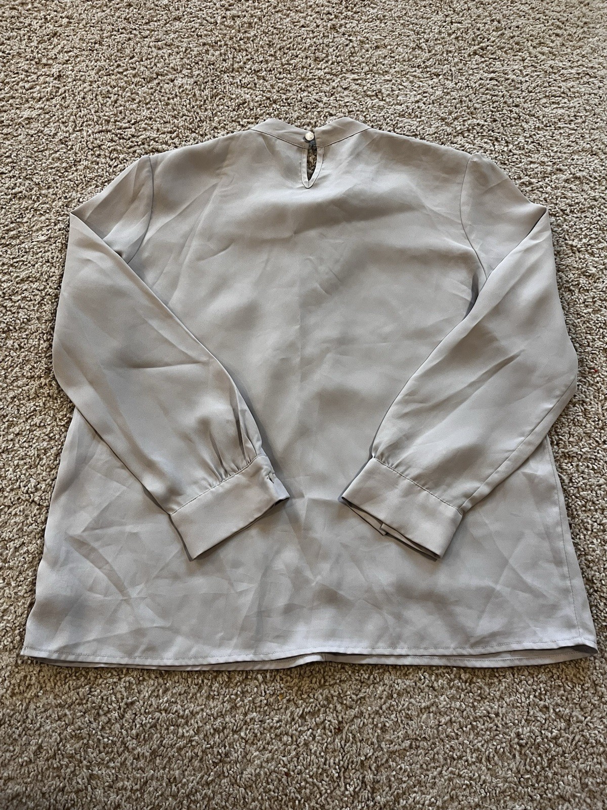 The Suit Company She Blouse Women 38 S Grey Ribbon Long Sleeve Office