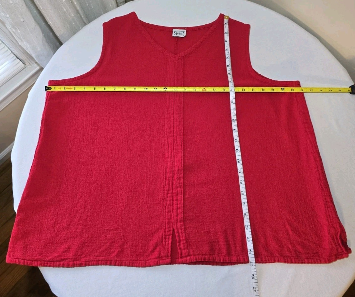 Oh My Gauze Red Tank Top XXL Sz 3 Plus 100% Cotton Lagenlook Breezy Vintage Chic