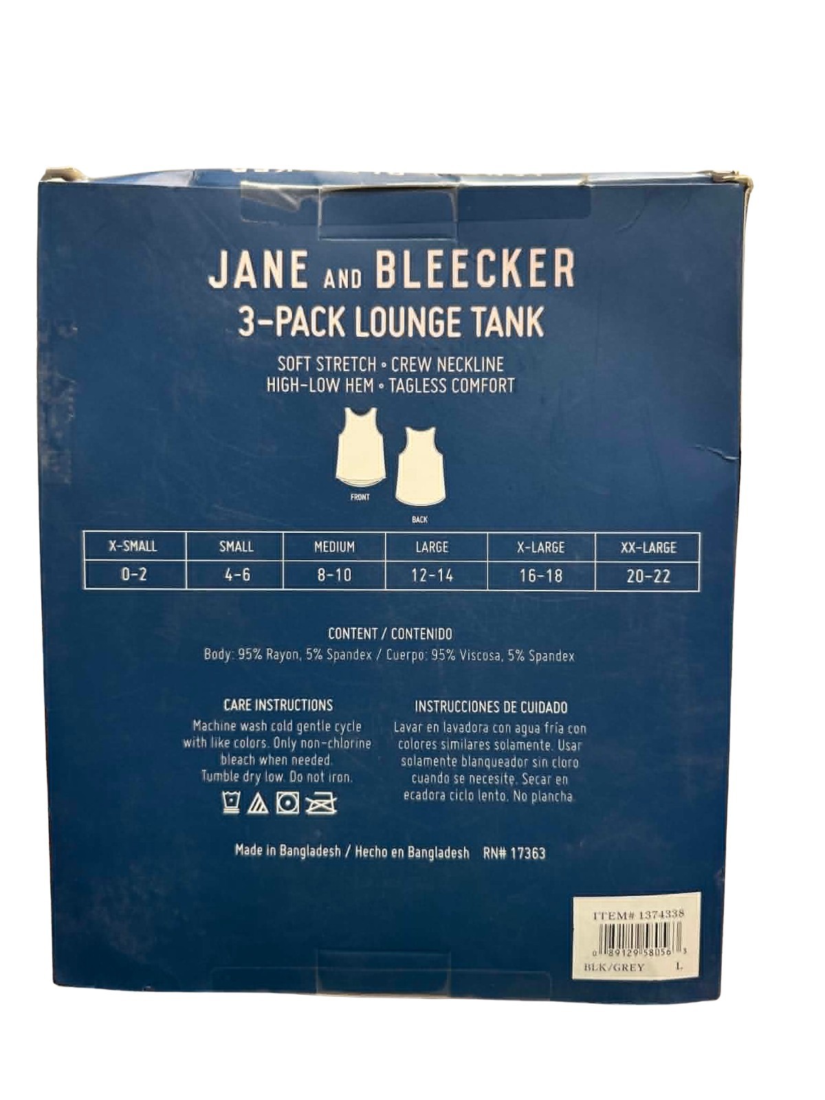 Jane and Bleeker Lounge Tank 3 Pack Large High Low Hem Tagless Crew Neckline
