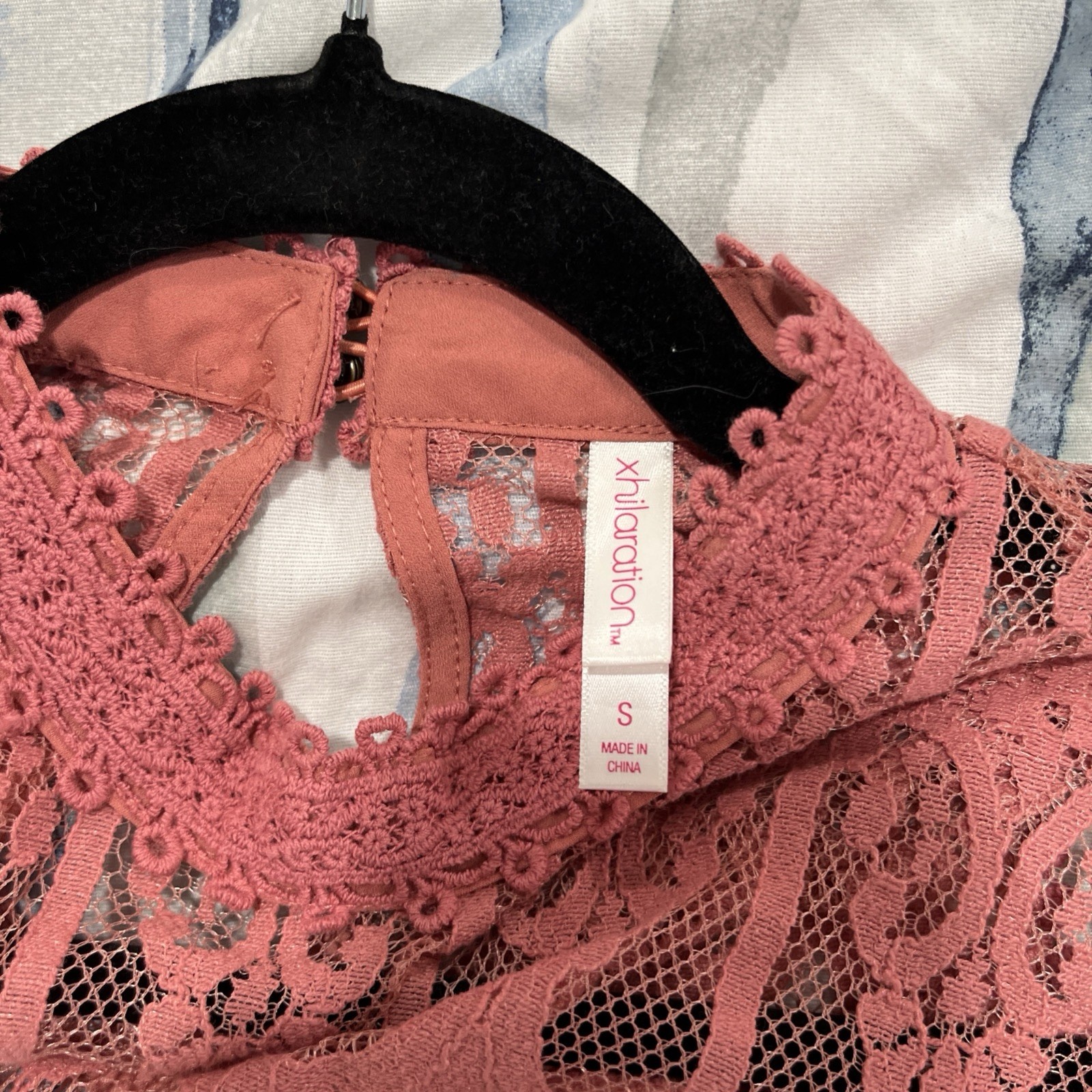 Xhilaration Boho Crochet Lace High Neck Tank Top Pink New Whimsigoth Size S