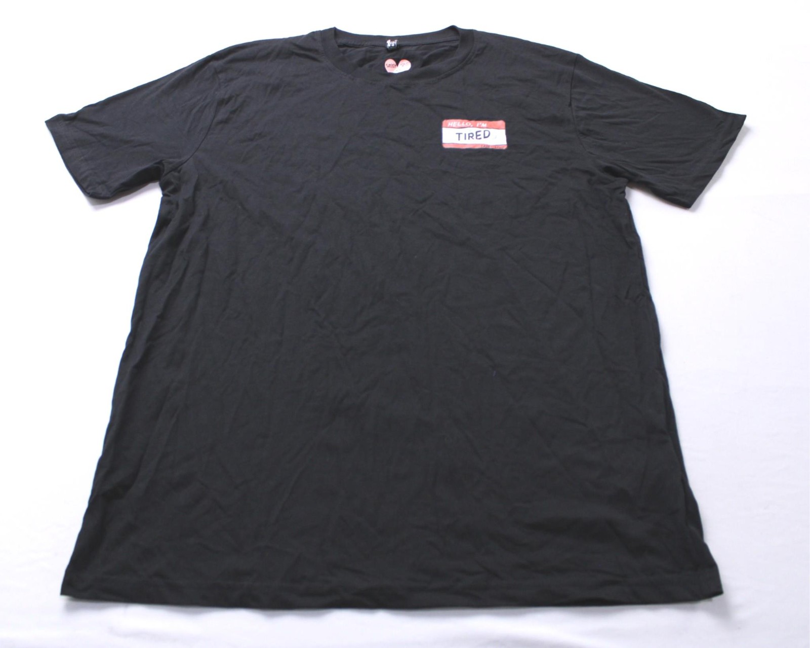 Sassy Spud Adult S/S Hello I’m Tired Graphic Print T-Shirt CL8 Black Large
