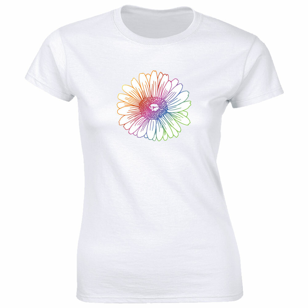 Rainbow Sunflower Crew Neck T-Shirt for Women