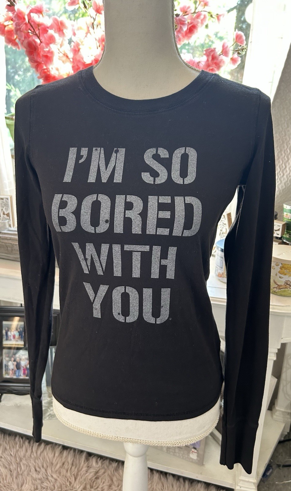 Y2K Vintage 2004 Juicy Couture Black Graphic Tee I’M SO BORED WITH YOU Size M
