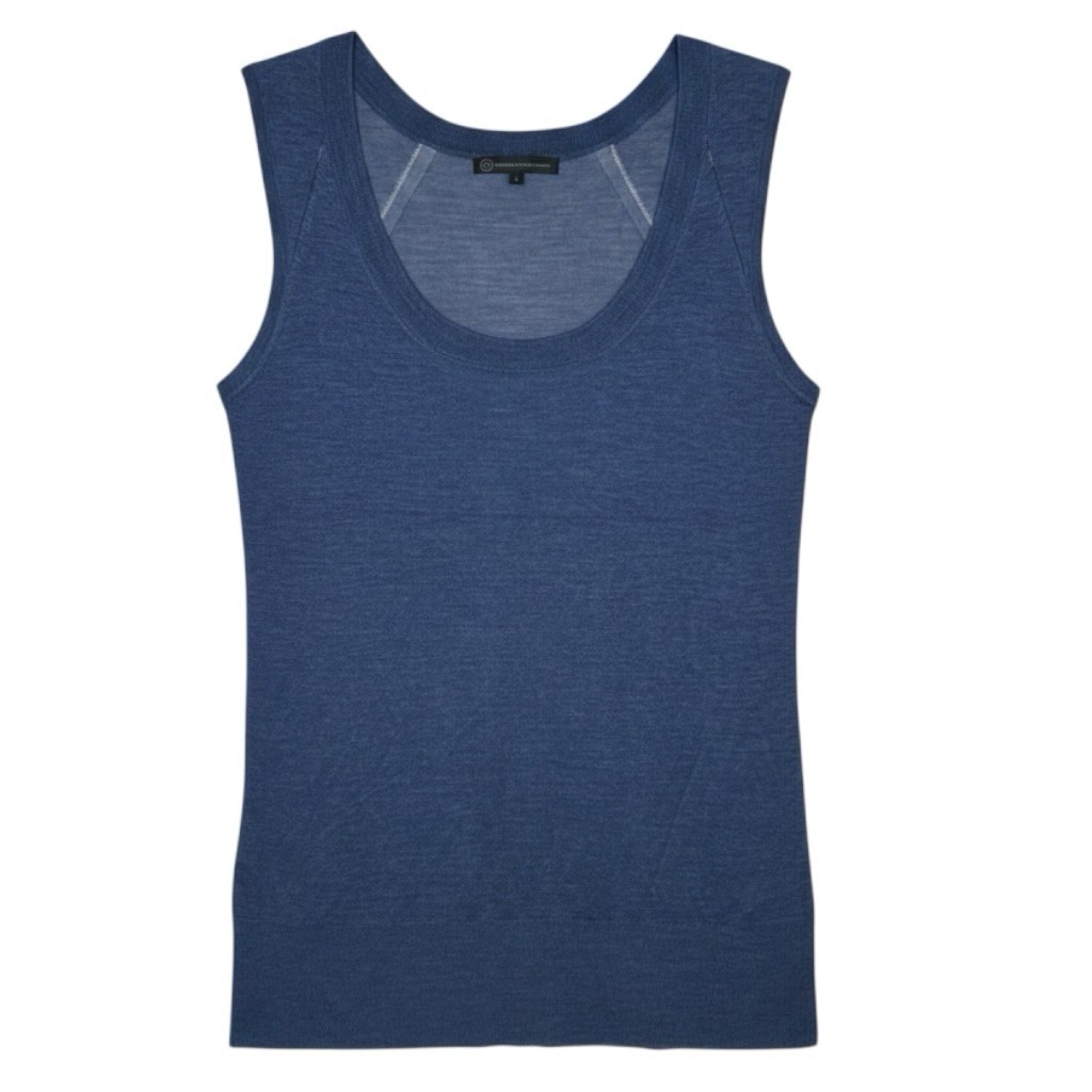 AG Adriano Goldschmied Silk Top Womens M Blue Tank Sleeveless Quiet Luxury NEW