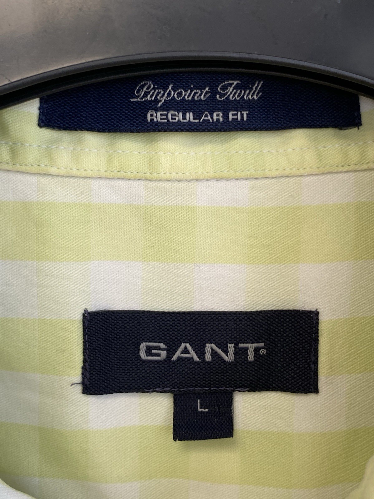 Gant Lime Green Gingham Check Regular Fit Short Sleeved Button Down Shirt UKL PN