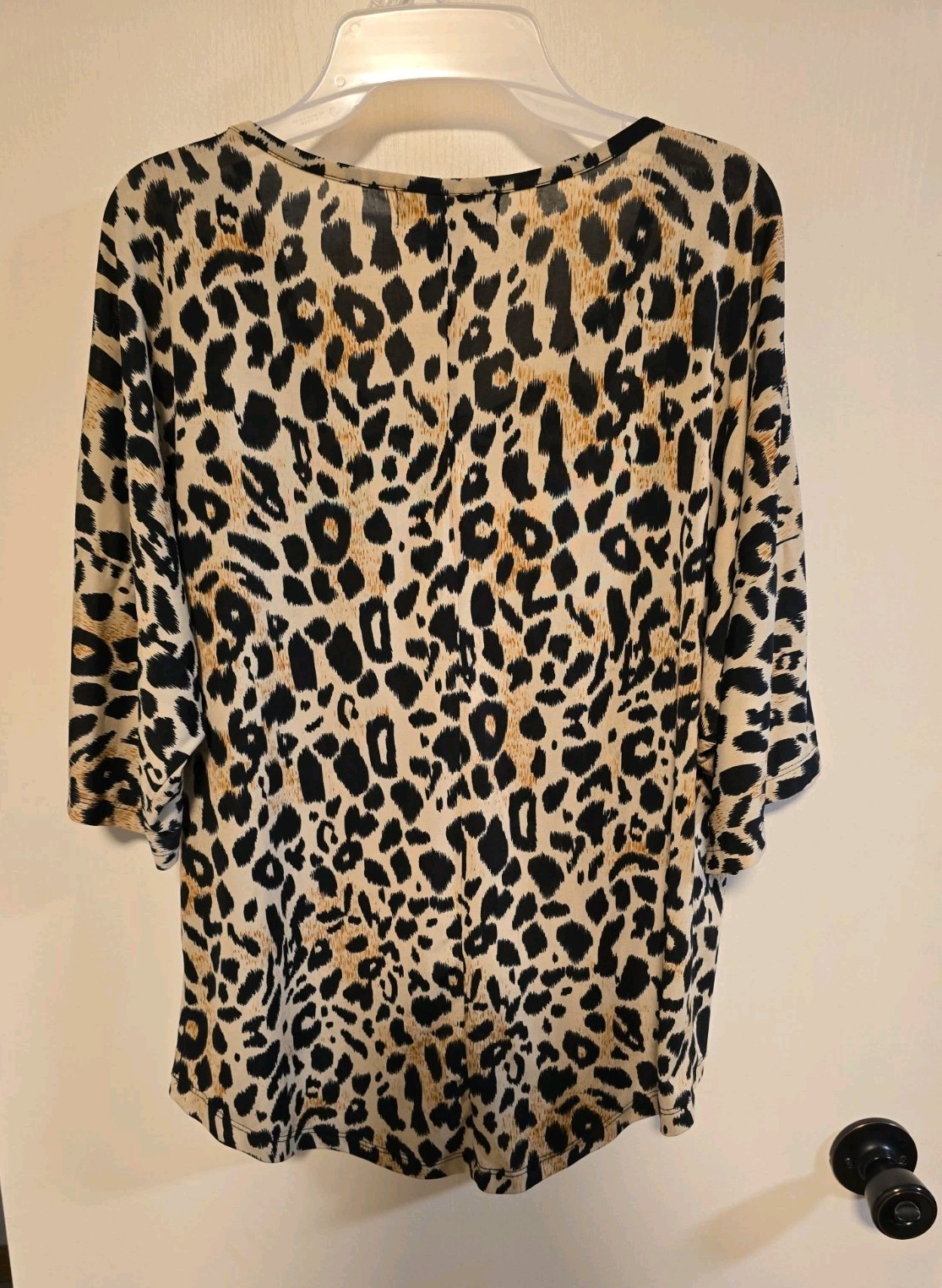 Isabella Rodriguez Leopard Print Short Sleeve Blouse Size Medium