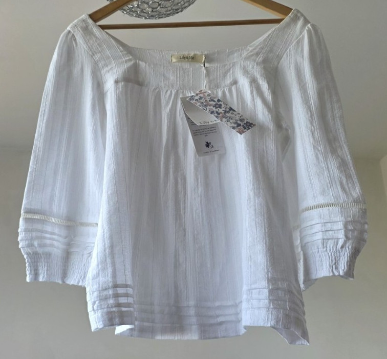 Pretty Lily & Me Poppy Pintuck Top, White Stripe UK10 BNWT #SummerReady Free P&P