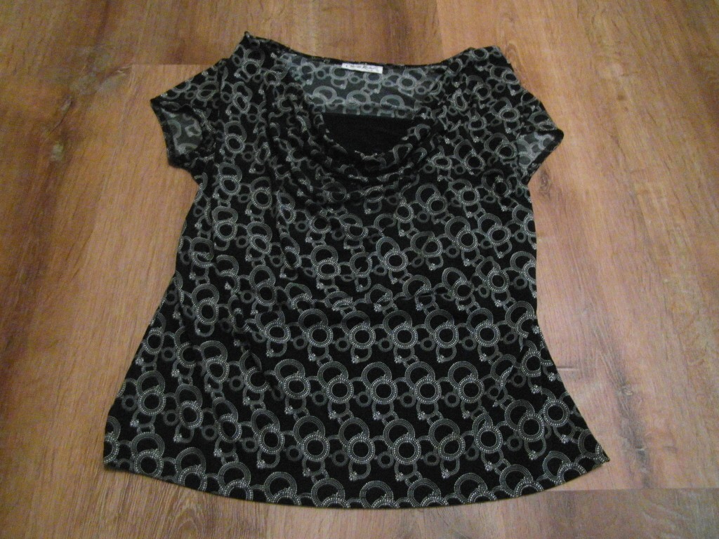 Claudia Richard One Piece Attached Blouse Black and White 1580G-30
