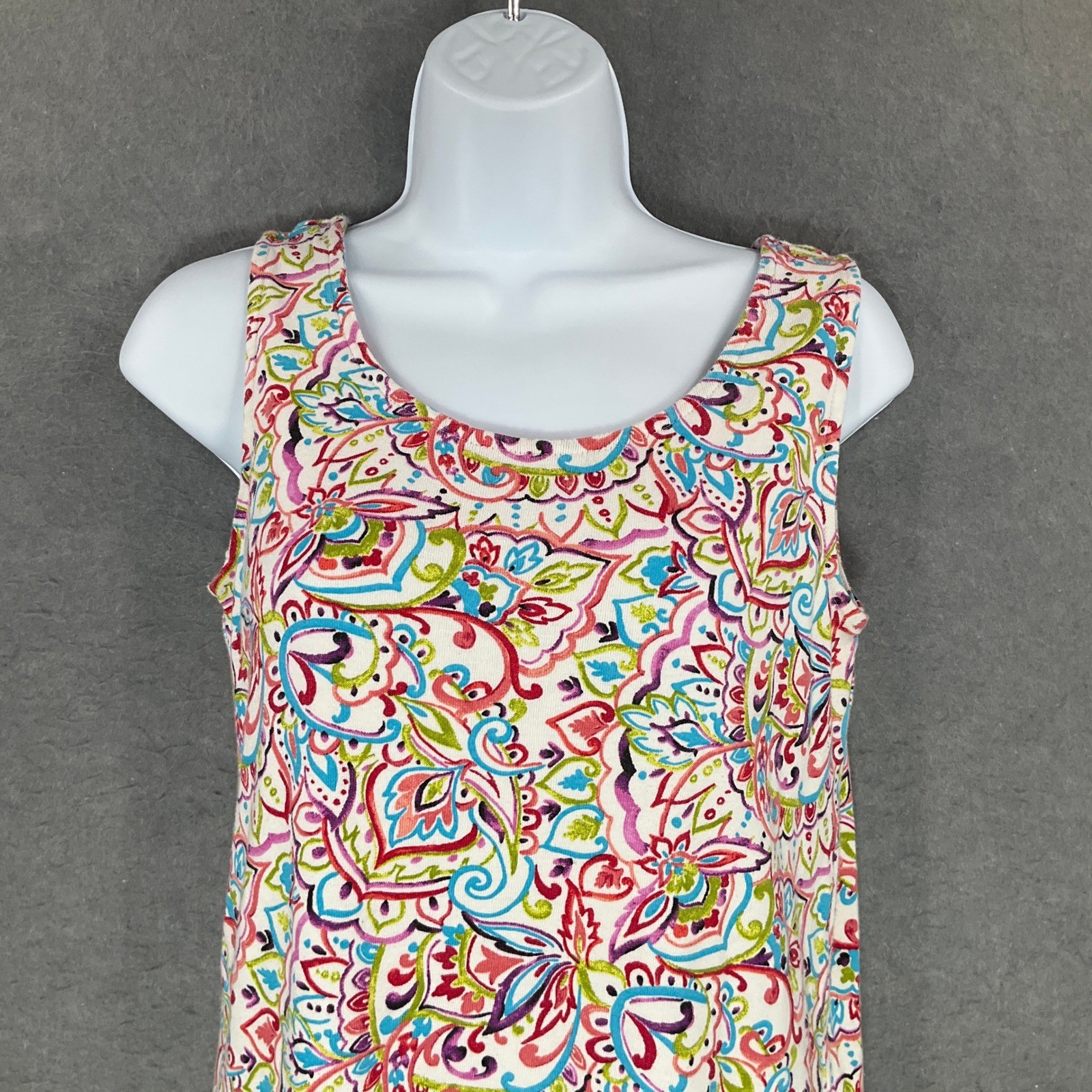 Chico’s Tank Top Sleeveless Paisley Floral Print Casual Everyday Top Size M (1)