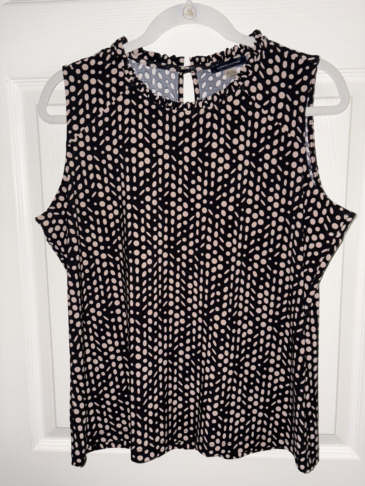 Tommy Hilfiger Large Sleeveless Work Blouse Black/Tan Dry clean