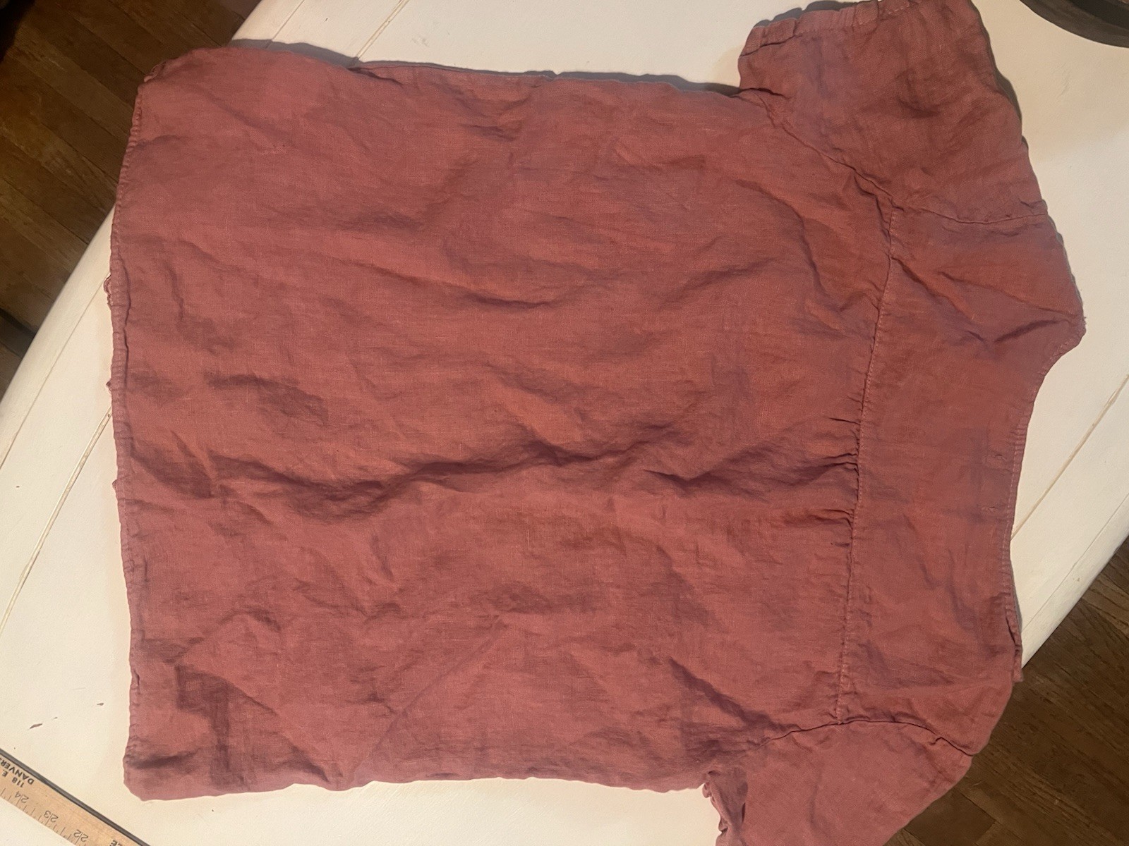 Lina Tomei 100% Linen Top Womens Large Dusty Rose Embroidered Boho Cottagecore